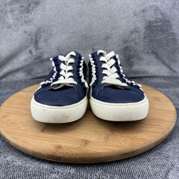 Tory Sport Shoes Mens Size 9.5 Blue Leather Low Top Ruffle Lace Casual Sneakers main image 5